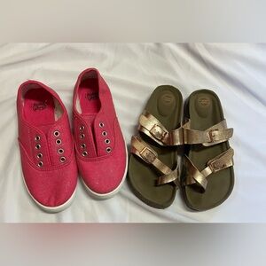 Pink Canvas Slip-On Sneakers and sandals